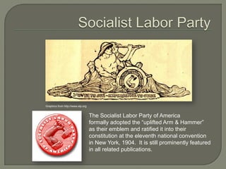 8 Hour Day ProclaimationIn 1869, federal employees won the 8 hour day without areduction in pay, signed into law by President Grant.  See the arm & hammer in the bottom center.Collection of the Library of Congress