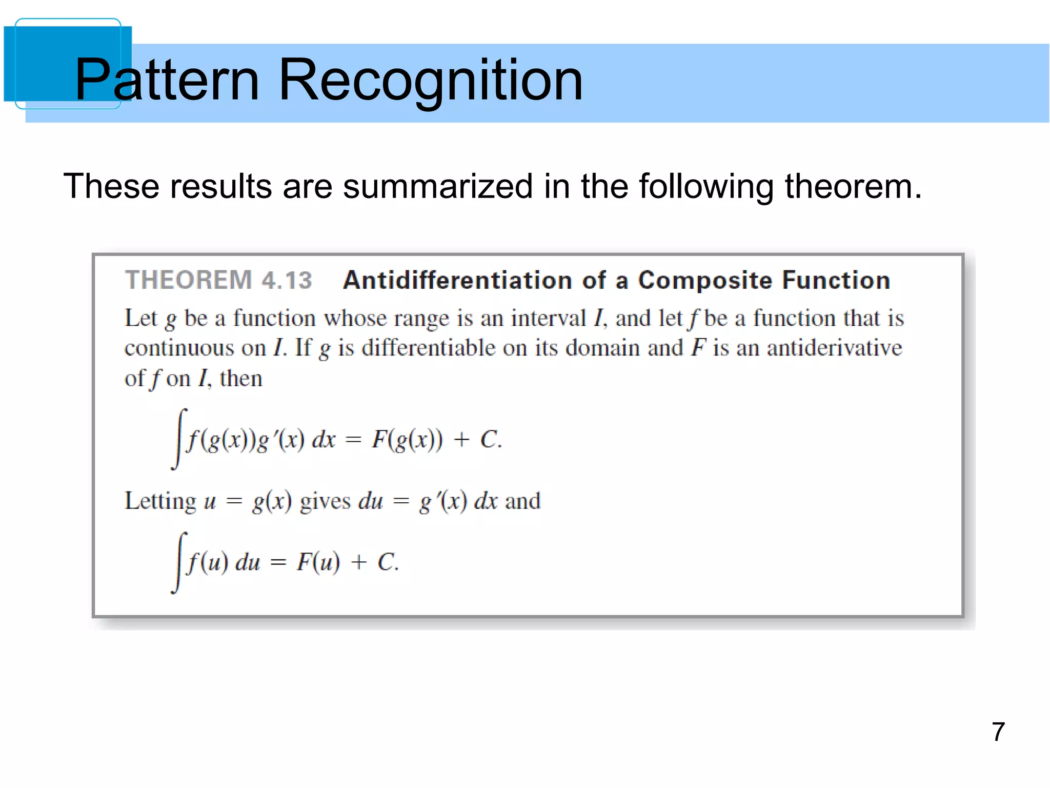 7 
Pattern Recognition 
These results are summarized in the following theorem. 
 