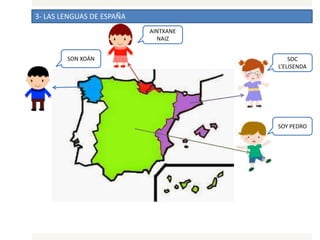 3- LAS LENGUAS DE ESPAÑA
AINTXANE
NAIZ
SON XOÁN SOC
L’ELISENDA
SOY PEDRO
 