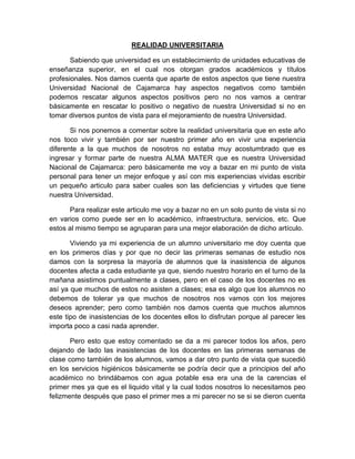 La realidad universitaria 1