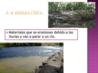  Materiales que se erosionan debido a las
 lluvias y van a parar a un río.
 