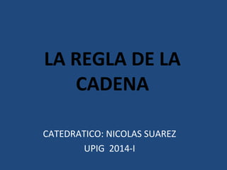 LA REGLA DE LA
CADENA
CATEDRATICO: NICOLAS SUAREZ
UPIG 2014-I
 