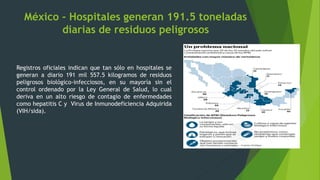México - Hospitales generan 191.5 toneladas
diarias de residuos peligrosos
Registros oficiales indican que tan sólo en hos...