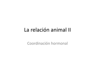 La relación animal II
Coordinación hormonal
 