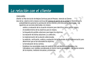 La relación con el cliente