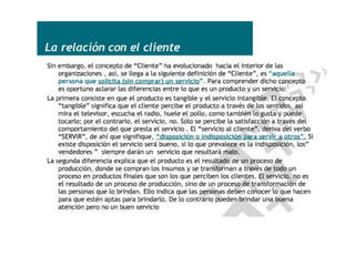 La relación con el cliente