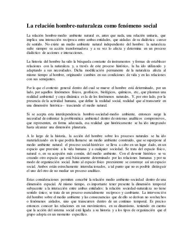 La Relación HombreNaturaleza como Fenómeno Social