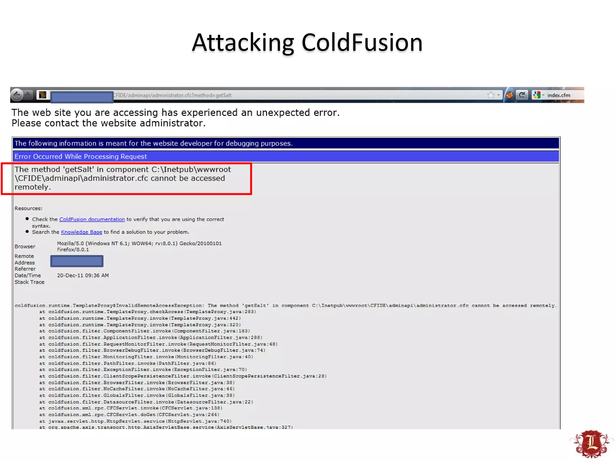Attacking ColdFusion
 
