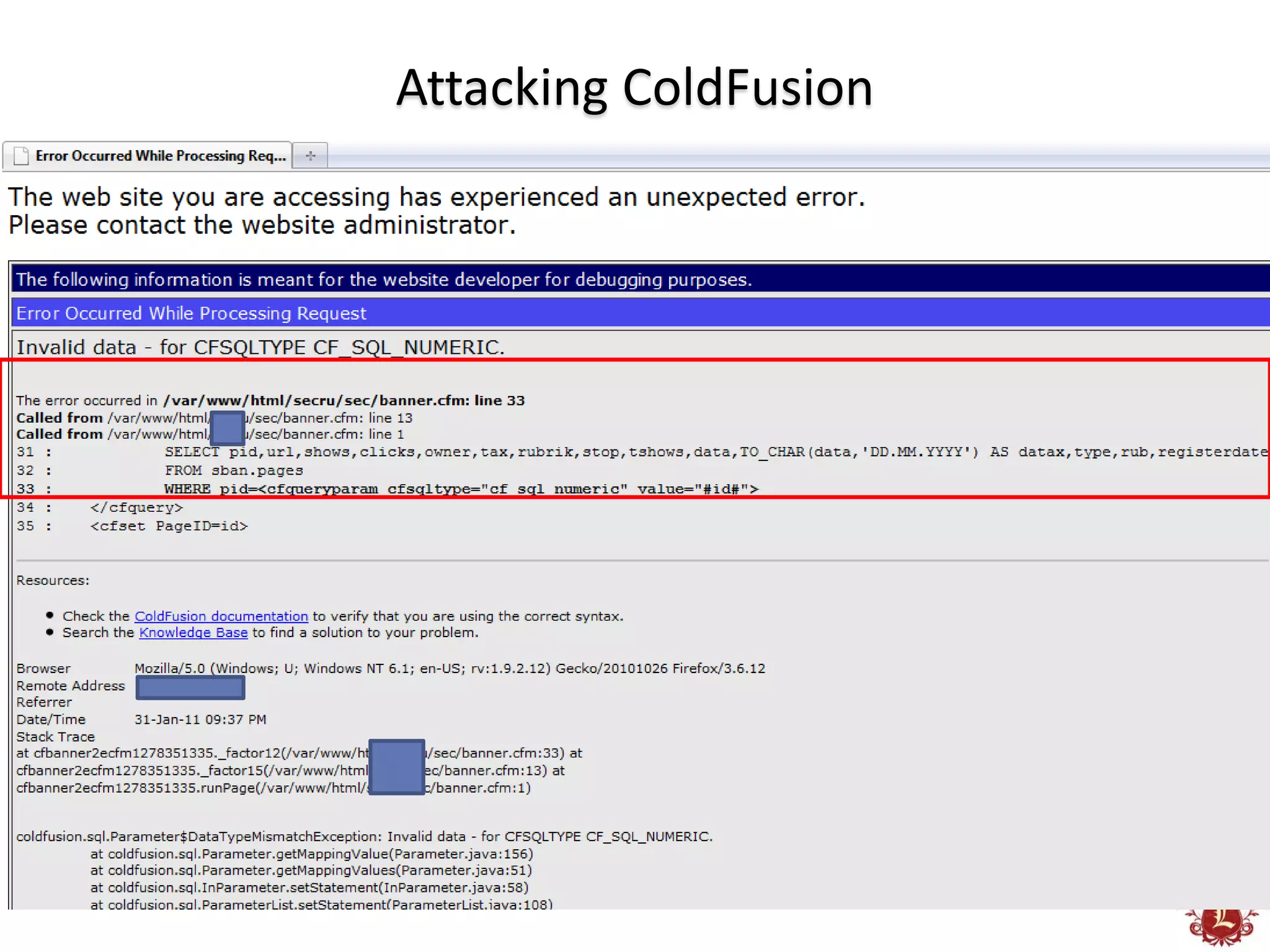 Attacking ColdFusion
 