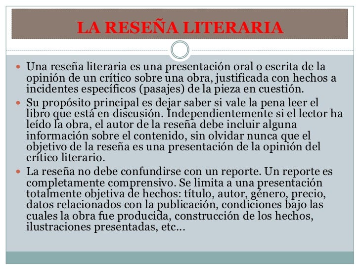 Resultado de imagen de reseña literaria
