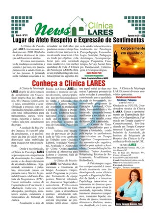 News Clínica Lares nº 01 - Agosto de 2014