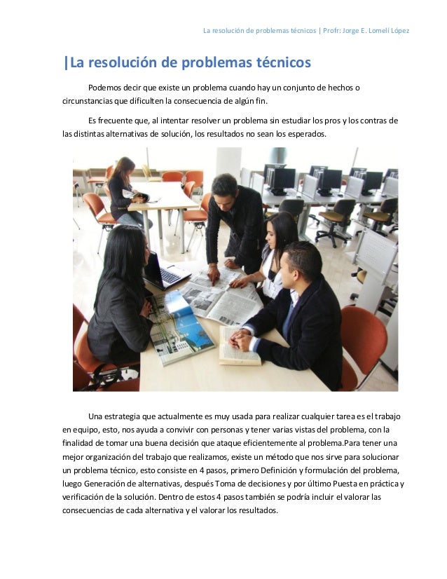 La resolución de problemas técnicos