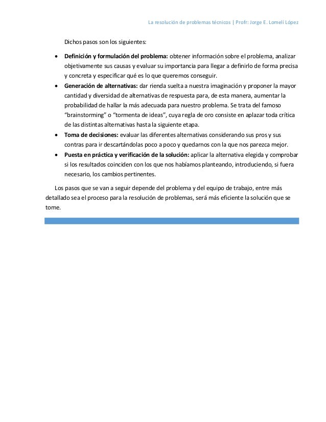 La resolución de problemas técnicos