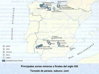 Principales zonas mineras a finales del siglo XIX Tomado de perseo. sabuco. com 