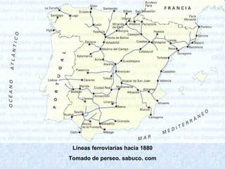Líneas ferroviarias hacia 1880 Tomado de perseo. sabuco. com 