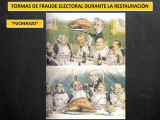 FORMAS DE FRAUDE ELECTORAL DURANTE LA RESTAURACIÓN
“PUCHERAZO”
 