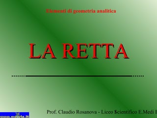 Prof. Claudio Rosanova - Liceo Scientifico E.Medi B1
LA RETTALA RETTA
Elementi di geometria analitica
 