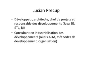 Qu’est ce la revue de code?Qu est‐ce la revue de code?
I i é i d d• Inspection systématique du code source
• Mécanisme pour: 
– Valider le design et l’implémentation des changements
– Assurer une cohérence entre modules et développeurs au 
niveau du design et des pratiques de développementniveau du design et des pratiques de développement
– Partager, former et se former
• Types de revue de code• Types de revue de code
– Formelle ou informelle, pré ou post commit
– « Over‐the‐shoulder » par e‐mail« Over the shoulder », par e mail
– « Pair‐programming »
 
