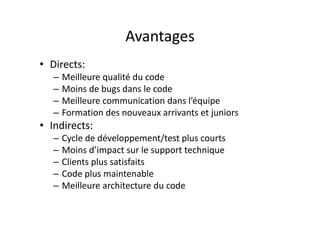 Objectif de la présentationObjectif de la présentation
• Mise en place de la revue de code comme 
étape incontournable du processus de p p
développement
– Les bonnes pratiques– Les bonnes pratiques
– Les pièges à éviter
– Exemples
– Retours d’expérience
 