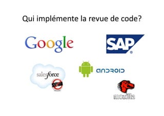 Le monde Open SourceLe monde Open Source
Review
RefactoringRefactoring
Modifications
patch
patch
SCM
CI
patch
checkin
RM
Super Review
checkin
 
