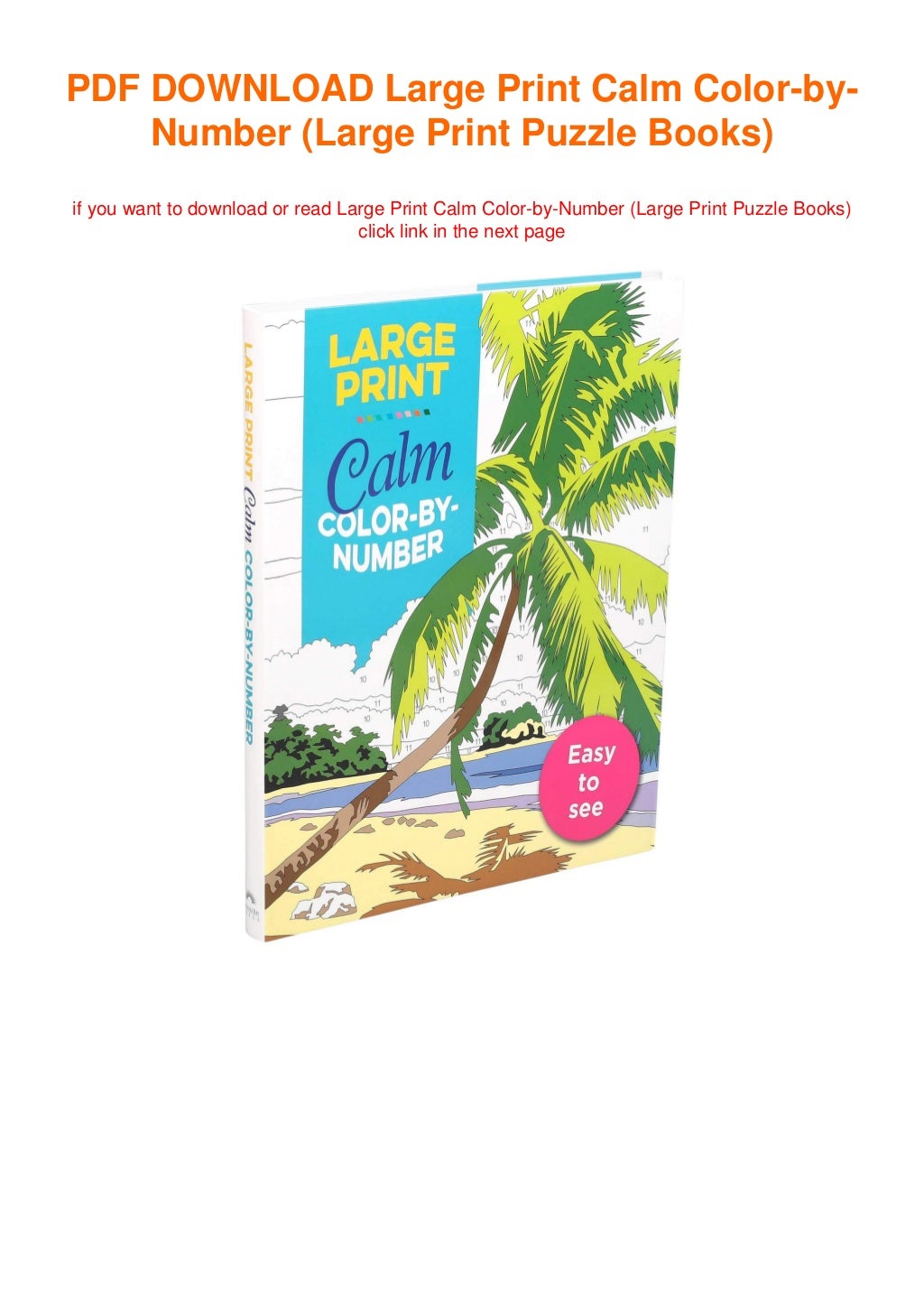 Large Print Calm Color-by-Number (Large Print Puzzle Books) unlimited_Acces