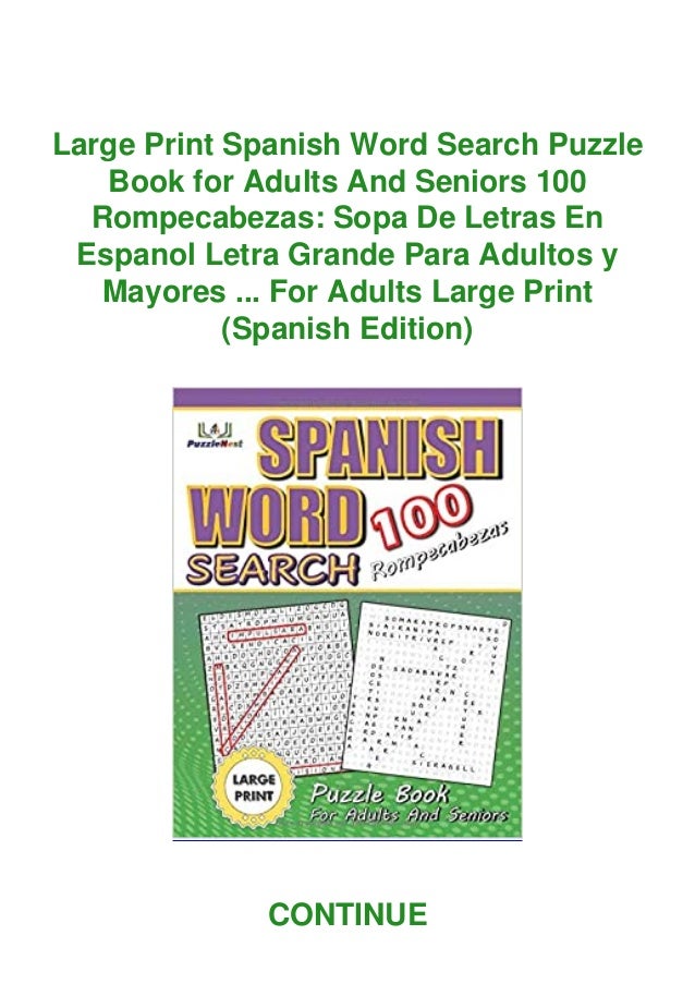 Download Large Print Spanish Word Search Puzzle Book For Adults And