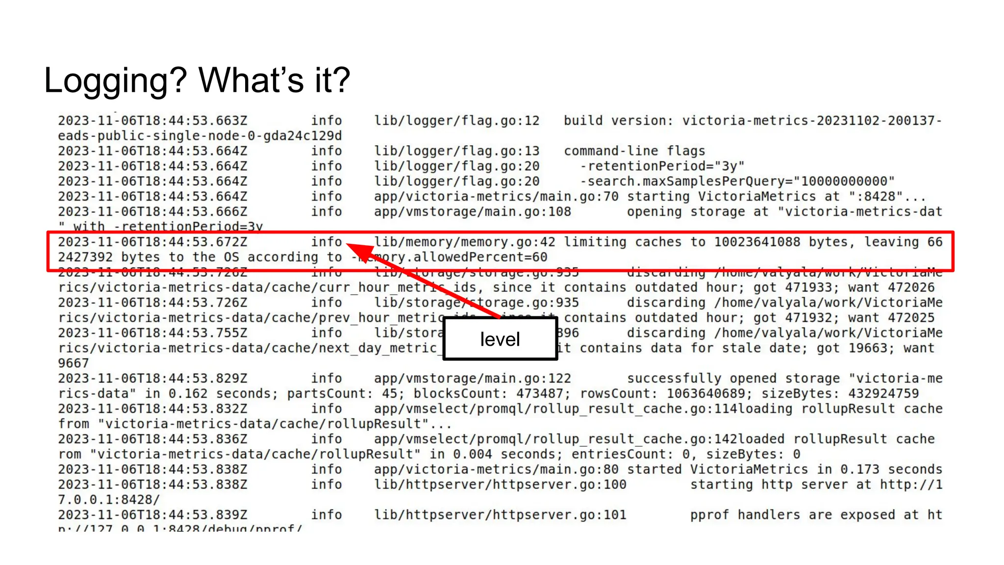 Logging? What’s it?
level
 