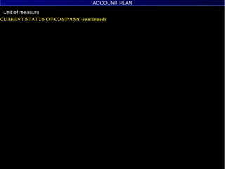 CURRENT STATUS OF COMPANY (continued) ACCOUNT PLAN 