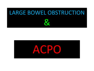 LARGE BOWEL OBSTRUCTION
&
ACPO
 