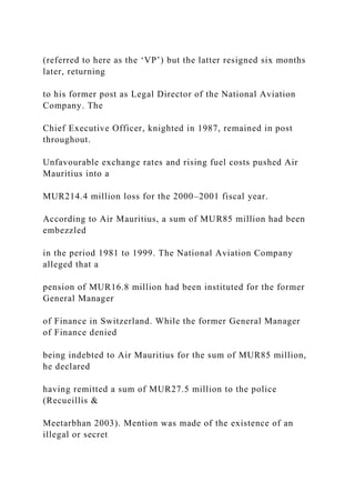 Large case Financial scandal at Air Mauritius In 2001,.docx | Debated