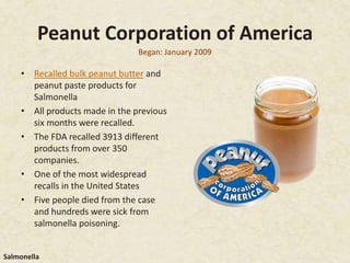 Pca Peanuts Large Food Recalls of the Past 10 Years | PPTX