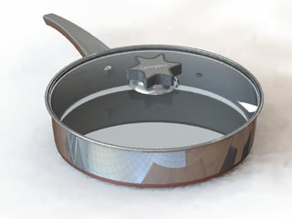 Large frying pan and glass cover 01