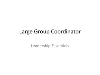 Large Group Coordinator

    Leadership Essentials
 