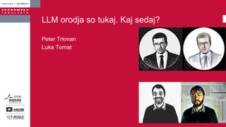 LLM orodja so tukaj. Kaj sedaj?
Peter Trkman
Luka Tomat
 