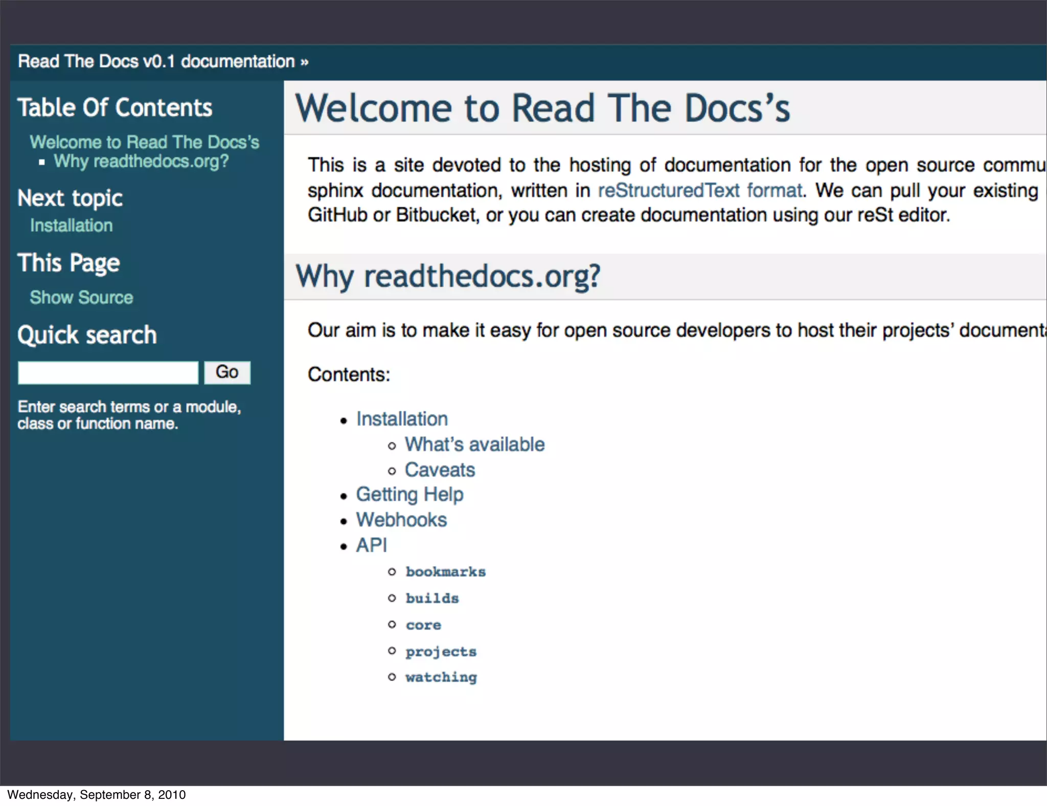 Wednesday, September 8, 2010
 