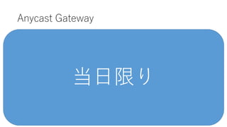 Anycast Gateway
当日限り
 