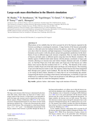 MNRAS (2016) doi:10.1093/mnras/stw077
Large-scale mass distribution in the Illustris simulation
M. Haider,1‹
D. Steinhause...