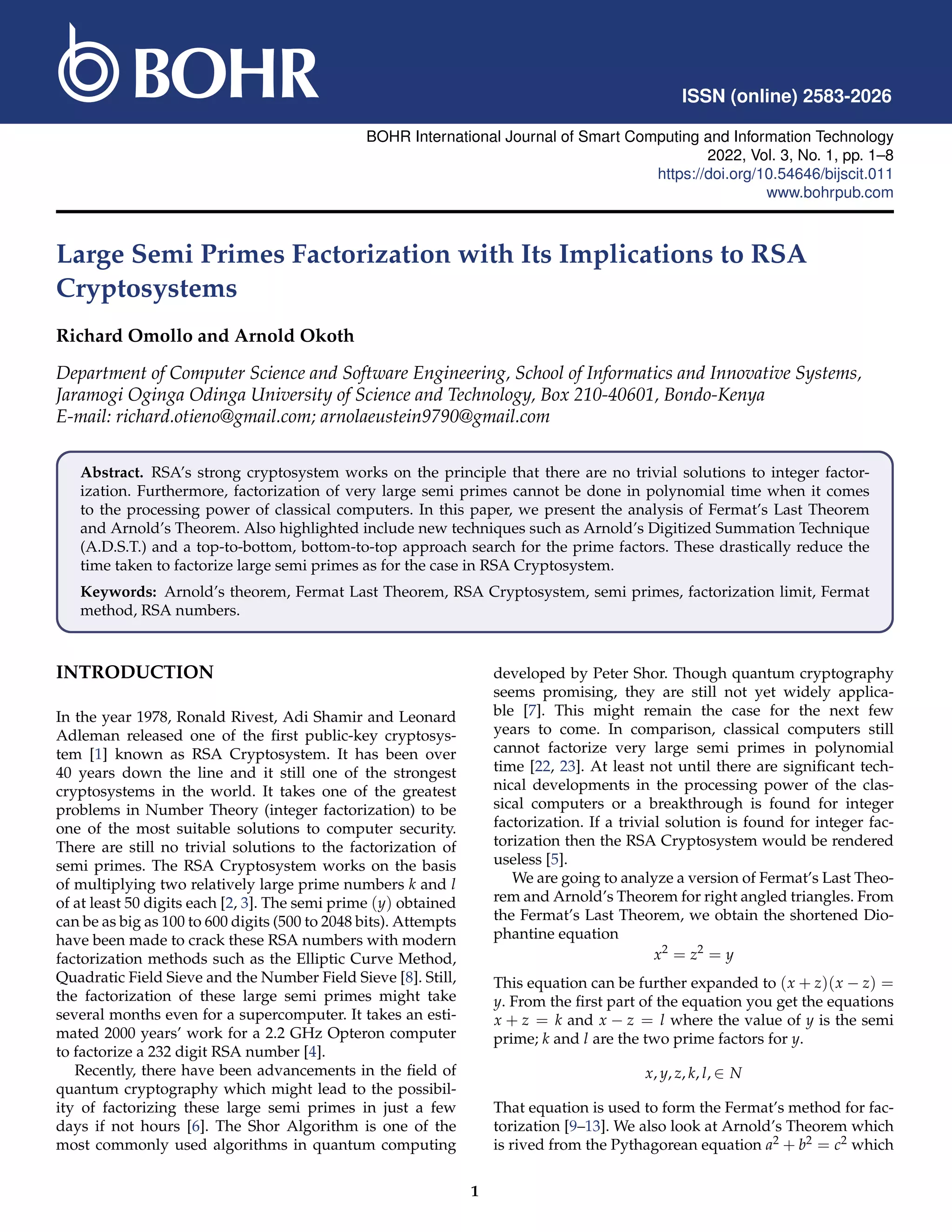 Large Semi Primes Factorization with Its Implications to RSA.pdf