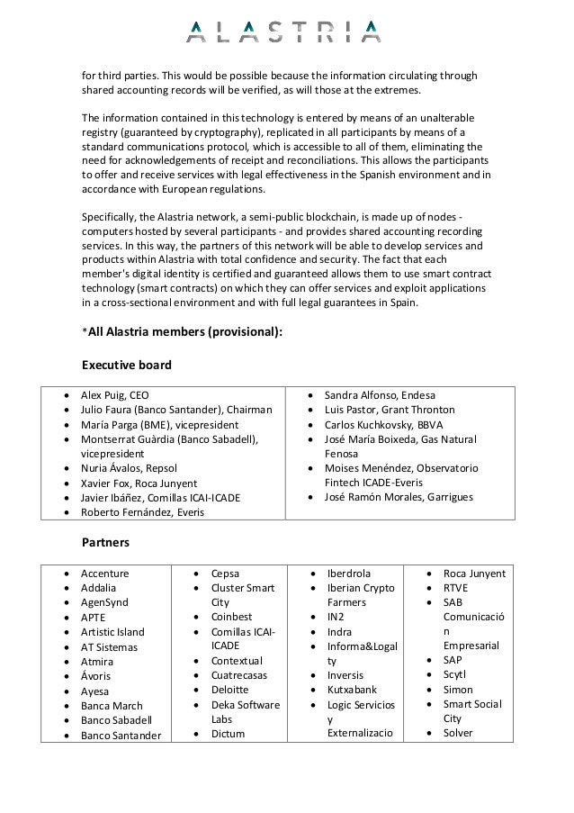 Large Spanish companies form the Alastria consortium to develop the b…