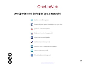 OneUpWeb <ul><li>OneUpWeb è sui principali Social Network: </li></ul>www.ninjamarketing.it 