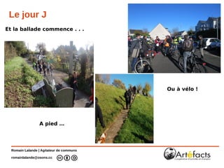 Romain Lalande | Agitateur de communs
romainlalande@osons.cc
Le jour J
Et la ballade commence . . .
A pied …
Ou à vélo !
 