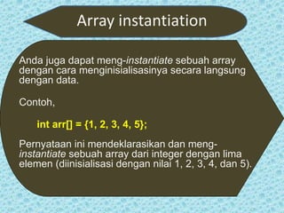 Larik (array) satu dimensi pada pemrograman java | PPTX