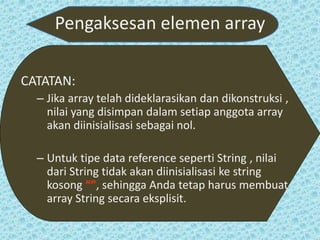 Larik (array) satu dimensi pada pemrograman java | PPTX