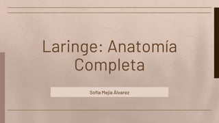 Laringe: Anatomía
Completa
Sofía Mejía Álvarez
 
