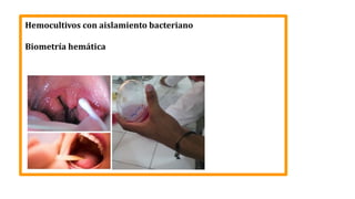 Hemocultivos con aislamiento bacteriano
Biometría hemática
 