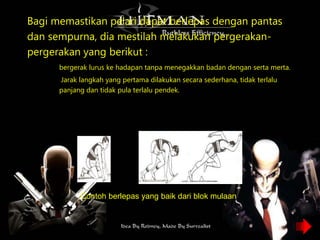 • Bagi memastikan pelari dapat berlepas dengan pantas
dan sempurna, dia mestilah melakukan pergerakan-
pergerakan yang berikut :
o bergerak lurus ke hadapan tanpa menegakkan badan dengan serta merta.
o Jarak langkah yang pertama dilakukan secara sederhana, tidak terlalu
panjang dan tidak pula terlalu pendek.
Contoh berlepas yang baik dari blok mulaan
 