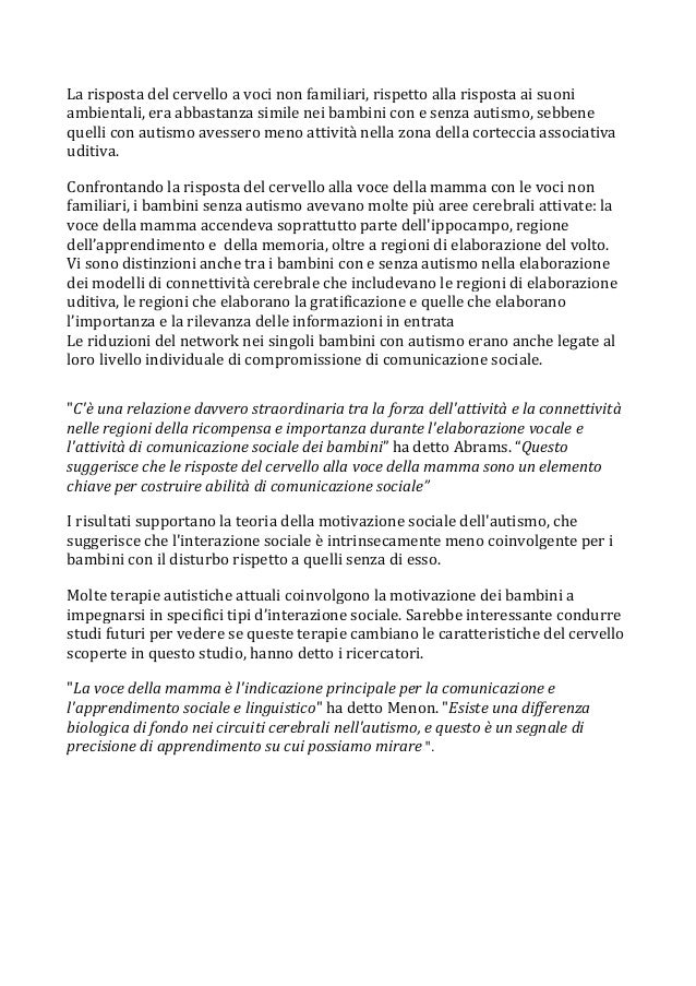 La Risposta Cerebrale Alla Voce Della Mamma Differisce Nei Bambini Co