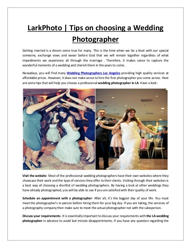 Larkphoto Tips On Choosing A Wedding Photographer