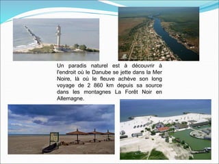 Un paradis naturel est à découvrir à
l'endroit où le Danube se jette dans la Mer
Noire, là où le fleuve achève son long
voyage de 2 860 km depuis sa source
dans les montagnes La Forêt Noir en
Allemagne.
 