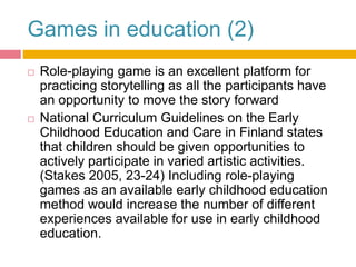 Larp Flowchart Larp in early childhood education_Tanja Lehto (Laurea UAS 2013) | PPTX